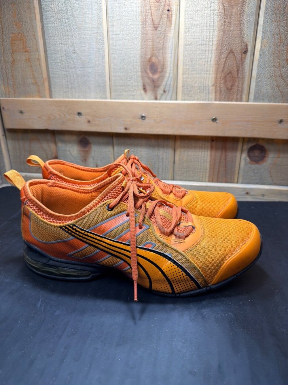 PUMA Mens 10.5 Orange Yellow Mesh Cell Running Athletic Sneakers Shoes 186620